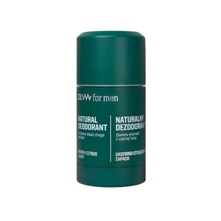 Натуральный мужской дезодорант-стик ZEW for men с экстрактом черной чаги весом 80 г на чистом белом фоне