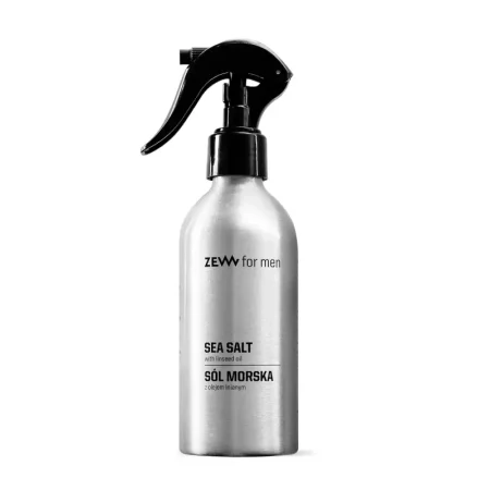 Мужской текстурирующий спрей с морской солью и льняным маслом ZEW for men объемом 200 мл во флаконе на чистом белом фоне