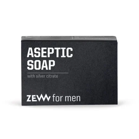 Мужское антисептическое твердое мыло с цитратом серебра ZEW for men весом 85 г на чистом белом фоне