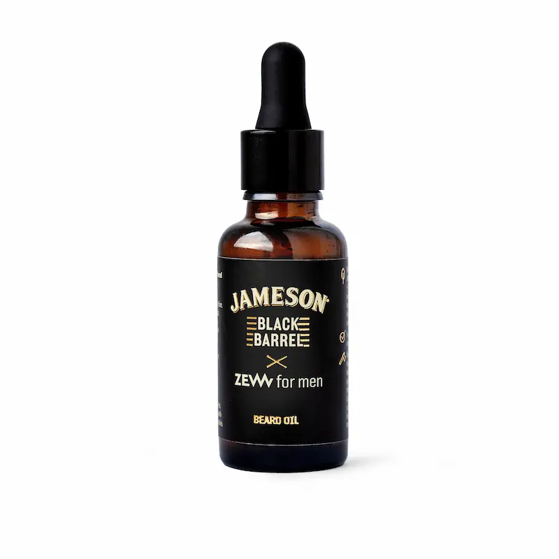 Масло для бороды Jameson Black Barrel x ZEW for men на белом фоне